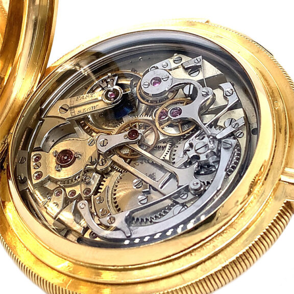 Swiss gold hunting cased complicated lever watch Circa 1890 Swiss gold hunting cased complicated lever watch Circa 1890