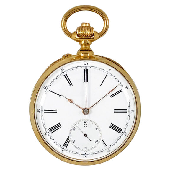 French 18K gold lever watch with chronograph Circa 1890