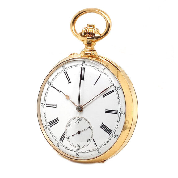 799-297-105-(2) French 18K gold lever watch with chronograph Circa 1890