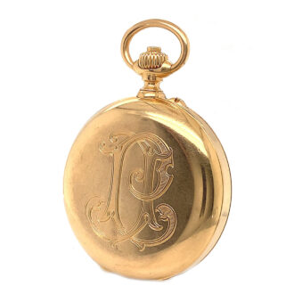 French 18K gold lever watch with chronograph Circa 1890