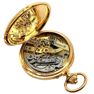 French 18K gold lever watch with chronograph Circa 1890