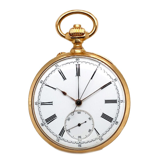 French 18K gold lever watch with chronograph Circa 1890 French 18K gold lever watch with chronograph Circa 1890