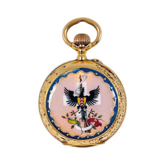Swiss gold enamel miniature riflemen's pocket watch Circa 1898