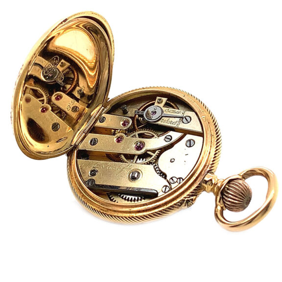 Swiss gold enamel miniature riflemen's pocket watch Circa 1898 Swiss gold enamel miniature riflemen's pocket watch Circa 1898