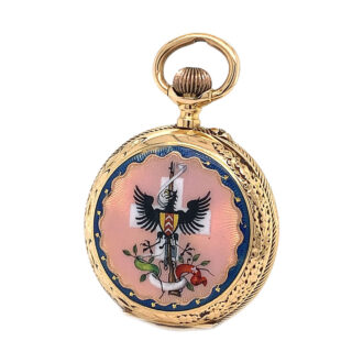 Swiss gold enamel miniature riflemen's pocket watch Circa 1898