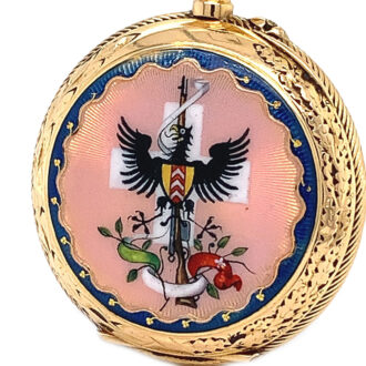 Swiss gold enamel miniature riflemen's pocket watch Circa 1898