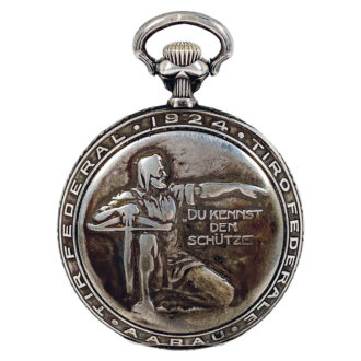 Rare Swiss silver shooting contest pocket watch Circa 1921
