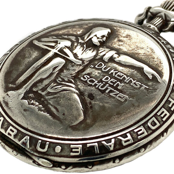 Rare Swiss silver shooting contest pocket watch Circa 1921 Rare Swiss silver shooting contest pocket watch Circa 1921