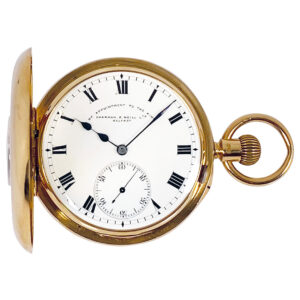 Danish gold half hunting cased carrousel watch Circa 1905