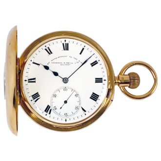 Danish gold half hunting cased carrousel watch Circa 1905