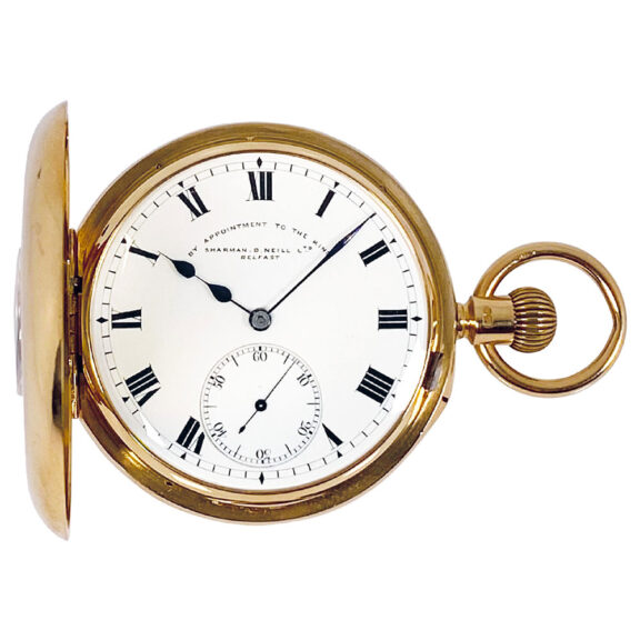 Danish gold half hunting cased carrousel watch Circa 1905