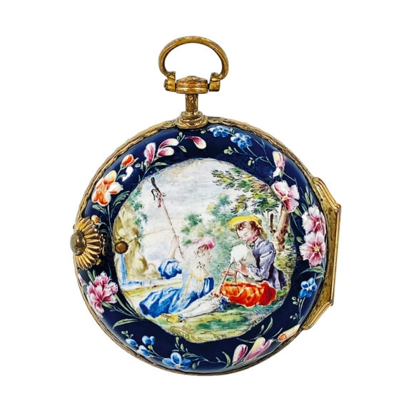 English brass and enamel verge pocket watch Circa 1795 English brass and enamel verge pocket watch Circa 1795