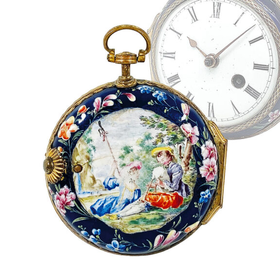 English brass and enamel verge pocket watch Circa 1795