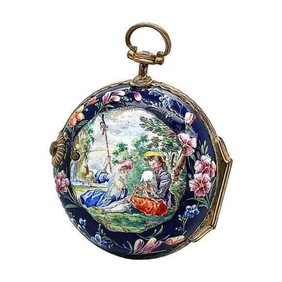 English brass and enamel verge pocket watch Circa 1795 English brass and enamel verge pocket watch Circa 1795