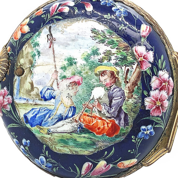 English brass and enamel verge pocket watch Circa 1795 English brass and enamel verge pocket watch Circa 1795
