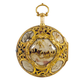 Swiss gold and agate pair cased quarter repeating pocket watch Circa 1750