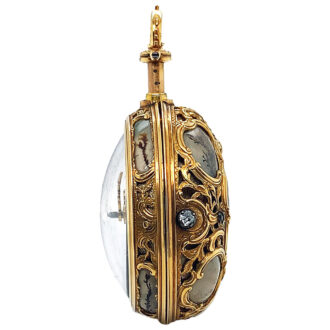 Swiss gold and agate pair cased quarter repeating pocket watch Circa 1750