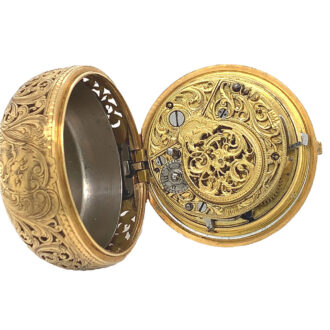 Swiss gold and agate pair cased quarter repeating pocket watch Circa 1750