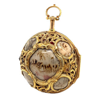 Swiss gold and agate pair cased quarter repeating pocket watch Circa 1750