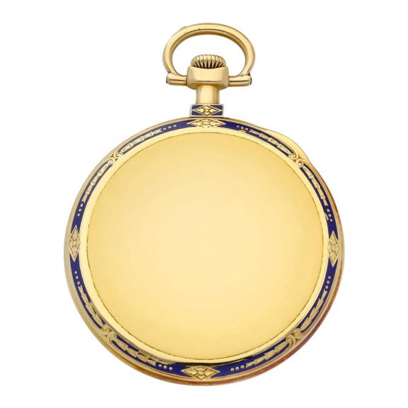 Swiss gold and enamel keyless lever pocket watch Circa 1917 Swiss gold and enamel keyless lever pocket watch Circa 1917