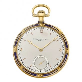 Swiss gold and enamel keyless lever pocket watch Circa 1917
