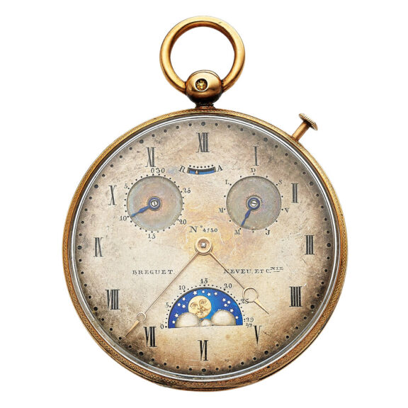 Swiss pocket watch with day date and moon phases Circa 1830 Swiss pocket watch with day date and moon phases Circa 1830