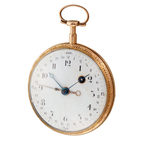 French verge with date in a 18k open faced case Circa 1785 French verge with date in a 18k open faced case Circa 1785