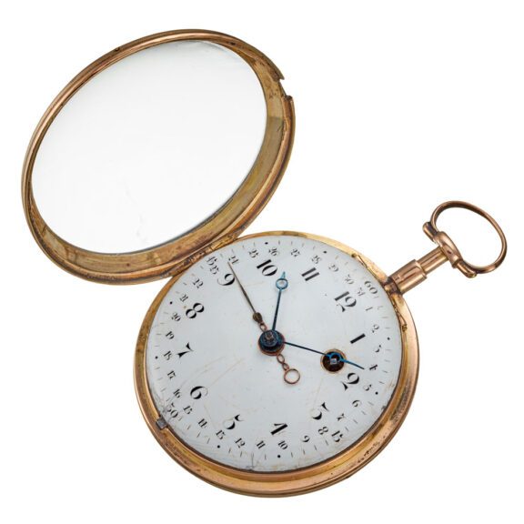 A French verge with date in a 18k open face case Circa 1785 A French verge with date in a 18k open face case Circa 1785