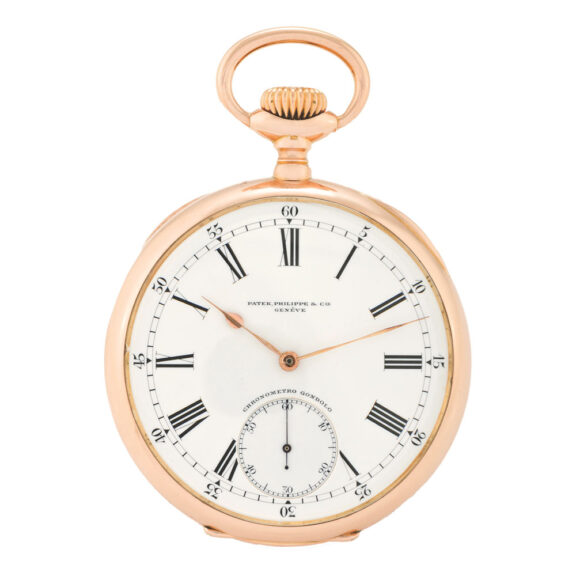 Swiss pink gold keyless Chronometro Gondolo pocket watch Circa 1915