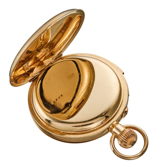 An English minute repeater in a gold hunter case, circa 1920 An English minute repeater in a gold hunter case, circa 1920