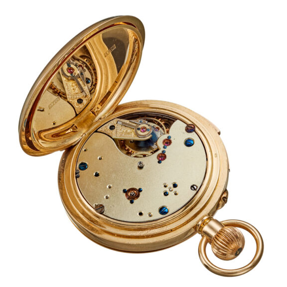 An English minute repeater in a gold hunter case, circa 1920 An English minute repeater in a gold hunter case, circa 1920