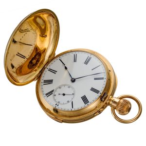 An English minute repeater in a gold hunter case, circa 1920
