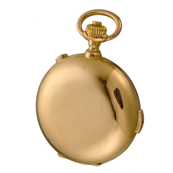 A Swiss 18K minute repeating chronograph calendar Circa 1900 A Swiss 18K minute repeating chronograph calendar Circa 1900