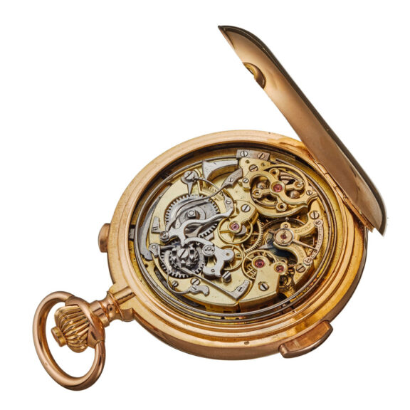 A Swiss 18K minute repeating chronograph calendar Circa 1900 A Swiss 18K minute repeating chronograph calendar Circa 1900
