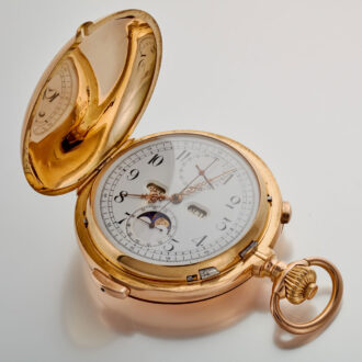 A Swiss 18K minute repeating chronograph calendar Circa 1900