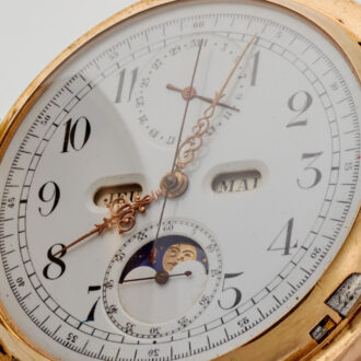 A Swiss 18K minute repeating chronograph calendar Circa 1900