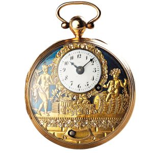 Austrian gold pocket watch with mock pendulum Circa 1829
