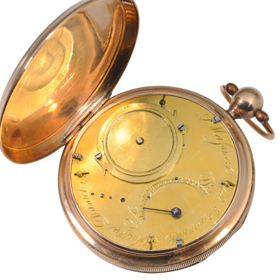 Austrian gold pocket watch with mock pendulum Circa 1829 Austrian gold pocket watch with mock pendulum Circa 1829