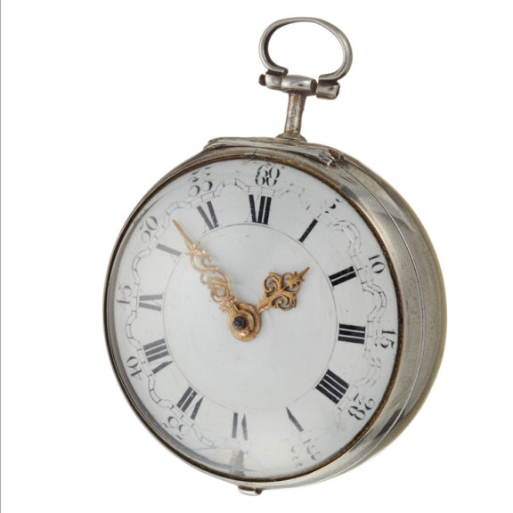 An early English verge with white enamel dial Circa 1716 An early English verge with white enamel dial Circa 1716