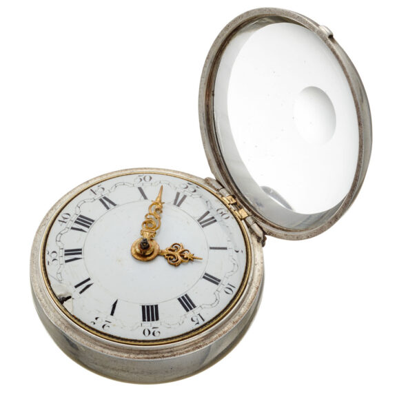 An early English verge with white enamel dial Circa 1716 An early English verge with white enamel dial Circa 1716