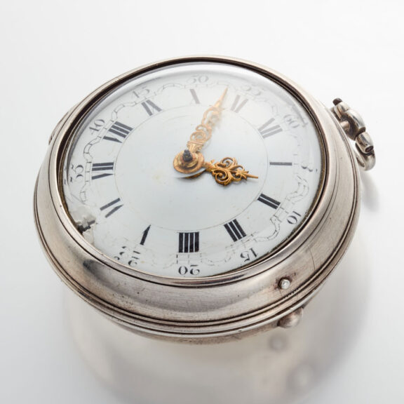 An early English verge with white enamel dial Circa 1716 An early English verge with white enamel dial Circa 1716
