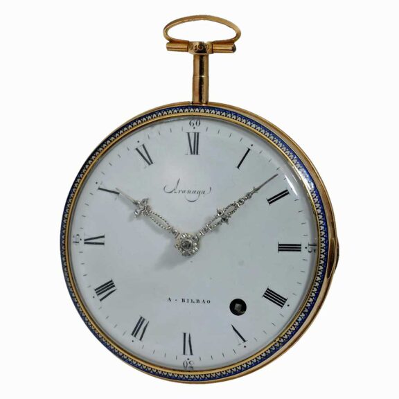 Swiss, Spanish remarkable watch in gold and enamel Circa 1790 Swiss, Spanish remarkable watch in gold and enamel Circa 1790