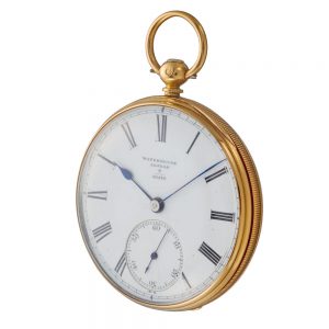 English fusee lever in a gold 18 carat open face case Circa 1869
