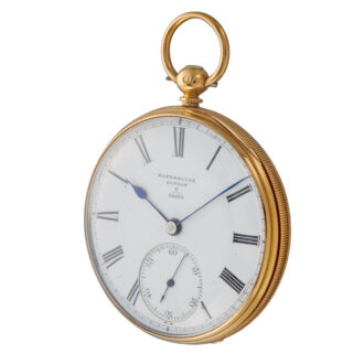 English fusee lever in a gold 18 carat open face case Circa 1869