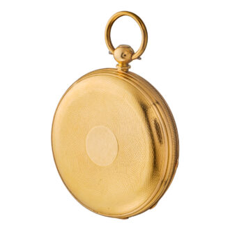 English fusee lever in a gold 18 carat open face case Circa 1869
