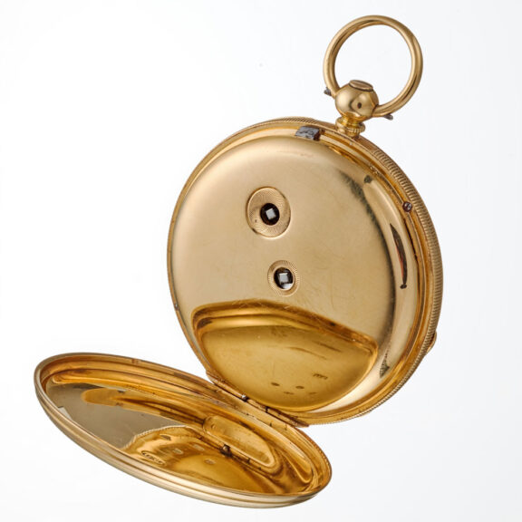 English fusee lever in a gold 18 carat open face case Circa 1869 English fusee lever in a gold 18 carat open face case Circa 1869