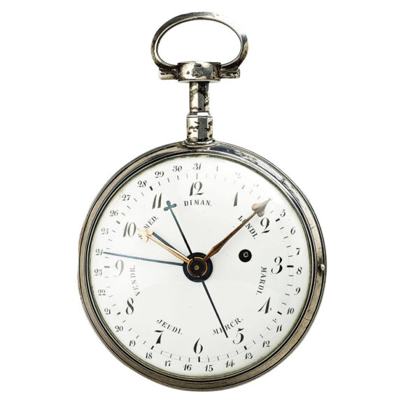 French silver coach watch with centre seconds Circa 1800