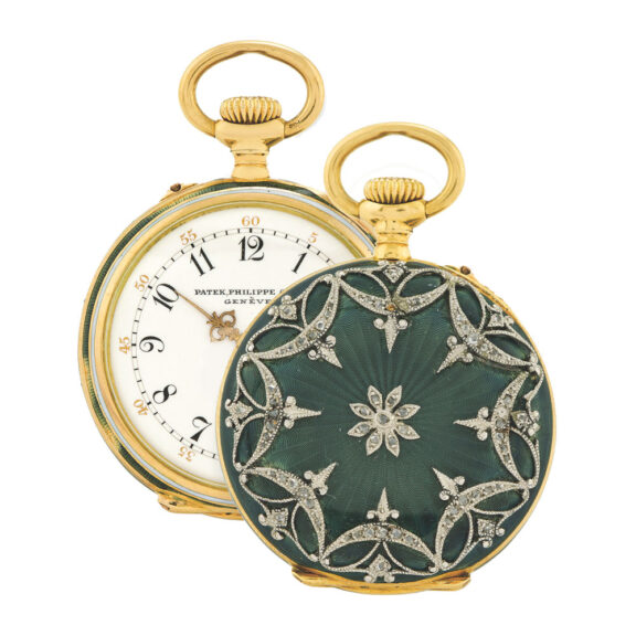 Swiss gold diamond-set lady’s pendant watch Circa 1900