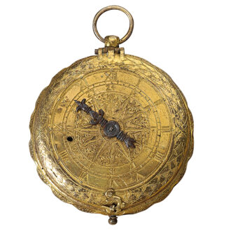 Early southern German fire gilt copper coach clock Circa 1580