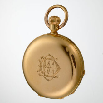 Swiss 18K gold hunting cased keyless pocket watch Circa 1881 Swiss 18K gold hunting cased keyless pocket watch Circa 1881